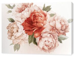 Bukiet kwiatów piwonii, może służyć jako karty z pozdrowieniami, zaproszenia na ślub, urodziny i inne tło wakacje i lato. Ilustracja akwarela