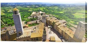 San Gimignano panorama - średniowieczne miasto Tuscany, Włochy