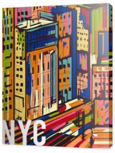 Nowy Jork. Streszczenie kolorowe ręcznie rysowane nocny krajobraz miasta. Ilustracja wektorowa w stylu pop-art