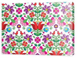 Kalocsai kwiatowy wzór emrboidery - węgierskie tło sztuki ludowej