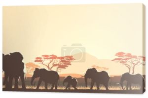 poziomy ilustracja dzikich zwierząt afrykańskich zachód savann