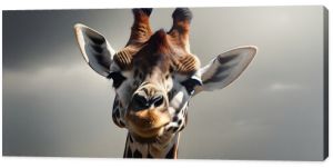 Portrait of Giraffe Close Up head , living in the African safari zoo, it is dark outside