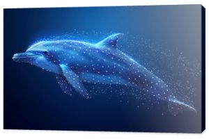 dolphin . Digital wireframe polygon illustration. technology of lines and points.