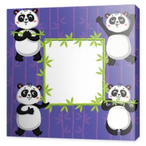 słodkie pandy i bambus. Ilustracja wektorowa