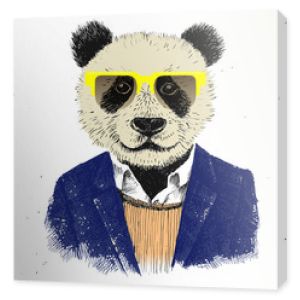 Ręcznie rysowane ubrane hipster panda