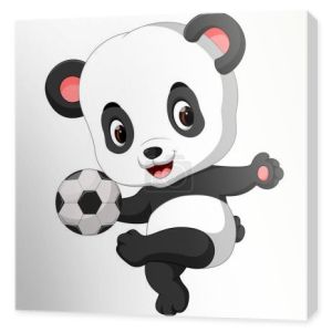 cute baby panda gry w piłkę nożną