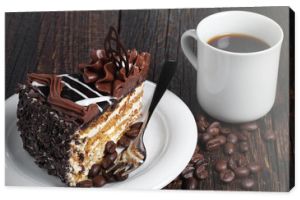 Kawałek ciasta czekoladowego i kawy