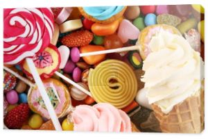 Cukierki galaretki i cukrem. kolorowy wachlarz różnych childs
