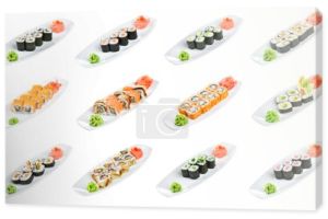 Sushi (Roll różne) na białym tle