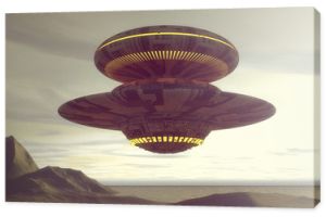 renderowania 3D. Futurystyczny statek kosmiczny UFO