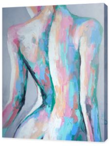 „Nimfa” - obraz olejny. Koncepcyjne malarstwo abstrakcyjne pięknego ciała dziewczyny.