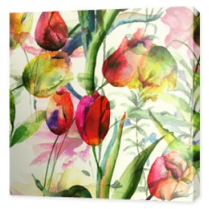 Bezszwowa tapeta z kwiatami tulipanów