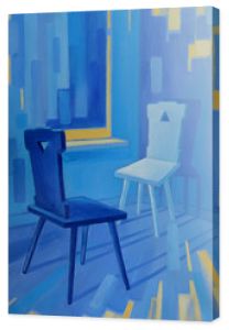 Zdjęcie „Niebieskie krzesła”. Płótno, olej