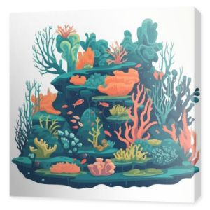 Podwodny koralowiec, wodorosty morskie, ikona rośliny wodnej izolowane