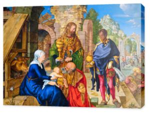 Wiedeń, Austria. 2019/11/5. Pokłon Trzech Króli (1504) Albrechta Dürera (1471 – 1528). Olej w drewnie. Muzeum Albertina w Wiedniu.