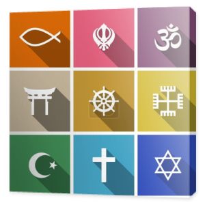 Świat religii symbole płaski zestaw 