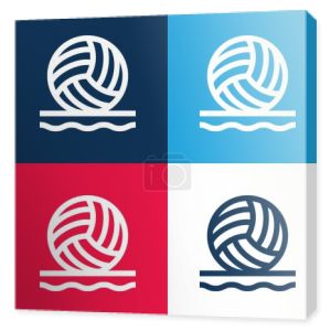 Siatkówka plażowa niebieski i czerwony zestaw czterech kolorów minimalny ikona