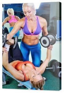 Piękne kobiety ćwiczące z osobistym trenerem fitness