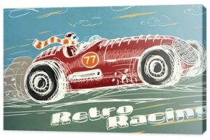 Plakat retro samochodów wyścigowych