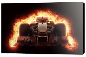 Samochód wyścigowy 3D z efektem ognistej eksplozji