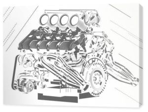 wektor ilustracja szczegółowe streszczenie silnika