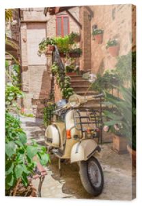 Skuter w stylu vintage na pięknym ganku we Włoszech