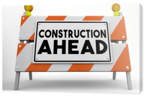 Construction Ahead Barricade Road Closed Improvement Project Warning 3d Illustration