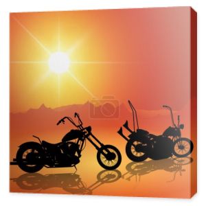 Motocykle o zachodzie słońca