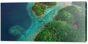 Widok z lotu ptaka Zalewu Sugba. Piękny krajobraz z morzem laguny, Park Narodowy, Siargao Island, Filipiny.
