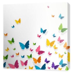 Ilustracja wektorowa tła z kolorowymi motylami z papieru