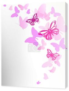 ślubne zaproszenia z zestaw różowy latające motyle na białym tle na białym tle, wektor, ilustracja