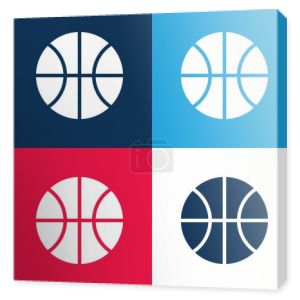 Koszykówka Gra niebieski i czerwony zestaw czterech kolorów minimalny ikona