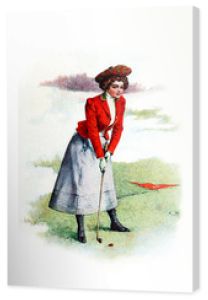 Piękna dziewczyna gra w golfa