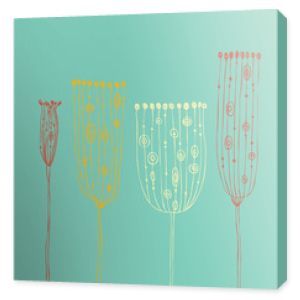 Ładny ręcznie rysowane transparent vintage z ozdobnymi kwiatami