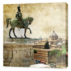 Rzym, piazza Venezia, obraz w stylu retro