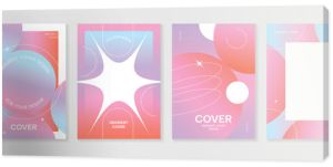 Gradient abstract cover background vector set. Minimalist style cover template with geometric shapes, frame, colorful and liquid color. Modern wallpaper design perfect for social media, idol poster.