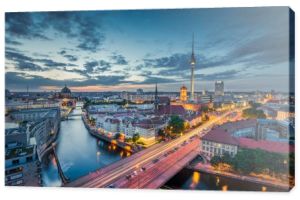 Berlin panoramę panorama w zmierzch błękitne godzinę, Niemcy