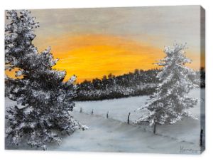 Pastelowy obraz zimowy krajobraz