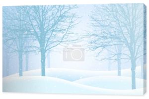 Ilustracja wektorowa Zima Las, śnieg i mgła, nadaje się jako świąteczne z życzeniami