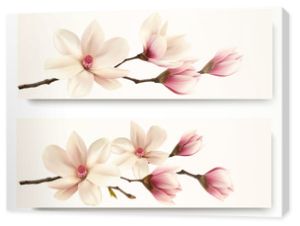 Dwa banery magnolii. Wektor.