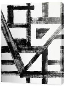 Grungy abstrakcyjne malarstwo monochromatyczne  geometryczny, ze złamaną szczotką
