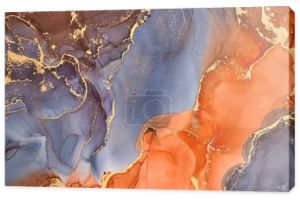 Prądy półprzezroczystych odcieni, węże metalowe wiry i spienione spraye koloru kształtują krajobraz tych swobodnie płynących tekstur. Naturalny luksusowy abstrakcyjny płyn malarstwo sztuki w technice tuszu alkoholu