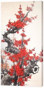 Chiński akwarela malarstwo wiśniowe