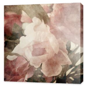 sztuka kwiatowy vintage sepia tło z jasnoróżowymi piwoniami