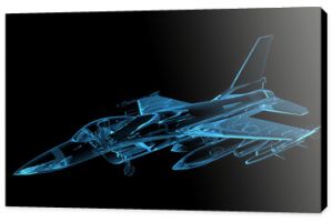 3D renderowany niebieski xray przezroczysty f16 sokół