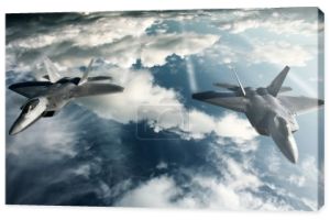 dwa f-22 raptors w wysokiej postawy ponad chmurami