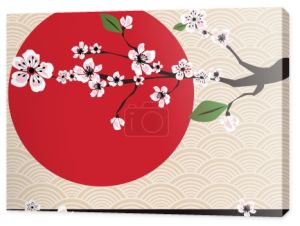 tradycyjne japońskie tło z wiśni, wektor
