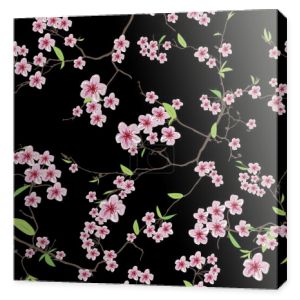 Sakura chiński czarny wzór, plik Eps10
