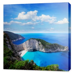 Plaża Navagio, słynny krajobraz letnich wakacji na wyspie Zakinthos, Grecja, retro stonowanych