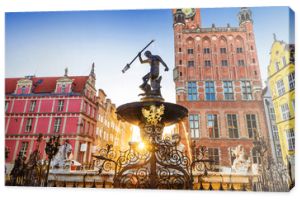 Piękna fontanna w starym centrum Gdańska, Polska